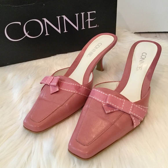 Connie Shoes - Rose Pink Mule Heels w/Box, 6, EUC